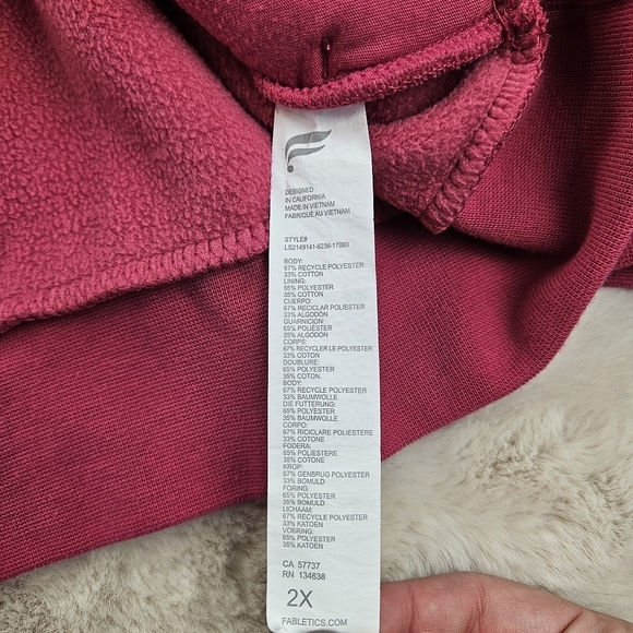 Fabletics Eco Go-To Pocket Hoodie Dark Fuchsia 2X - Picture 6 of 10